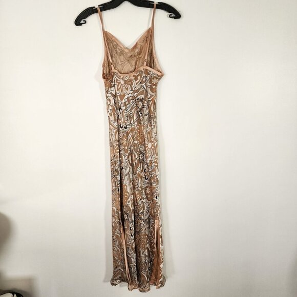 NK Imode Silk Blend Maxi Slip Dress Brown Floral Neutral - Picture 3 of 13